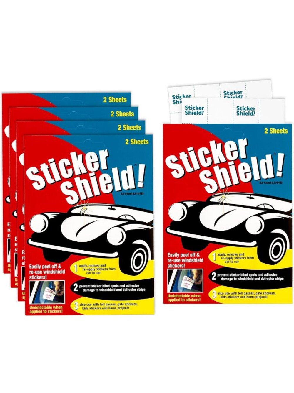 Reusable Windshield Sticker Applicator - Easy Application & Removal, Clear Film